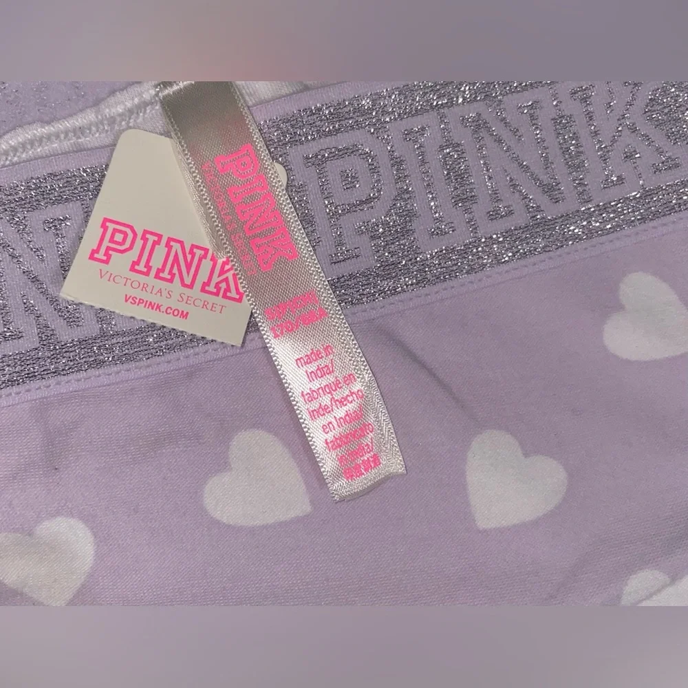 Victoria's Secret Pink panties PINK sparkle hipster panty PINK heart graphic